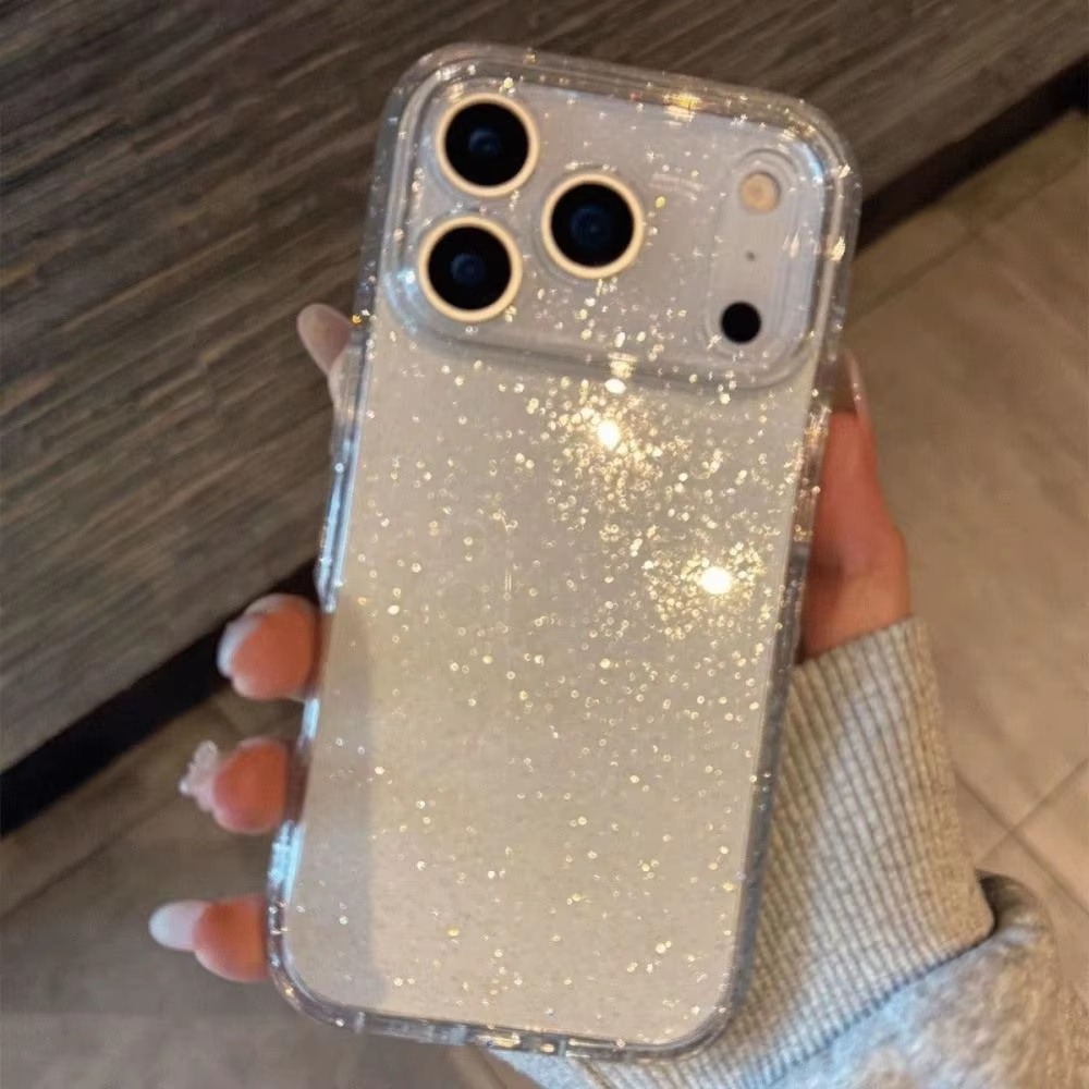 Clear Shockproof Bumper Case - Capa de Telefone Transparente com Glitter