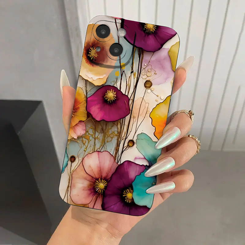 Vintage Floral Pattern Soft Case - Capa Protetora de TPU Macio com