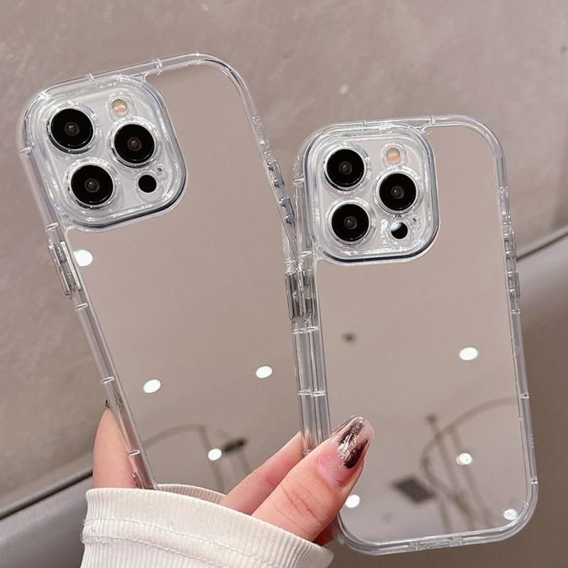 Clear Shockproof Bumper Case - Capa de Espelho de Maquiagem em