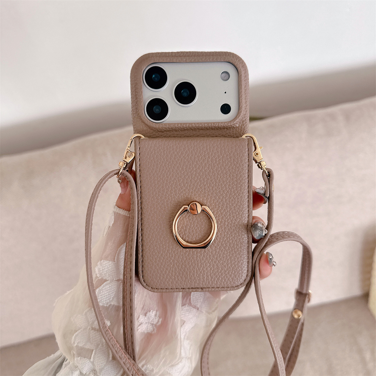 Cordão crossbody com anel titu - Leather Wallet Card Holder Phone Cover avaliação e preço