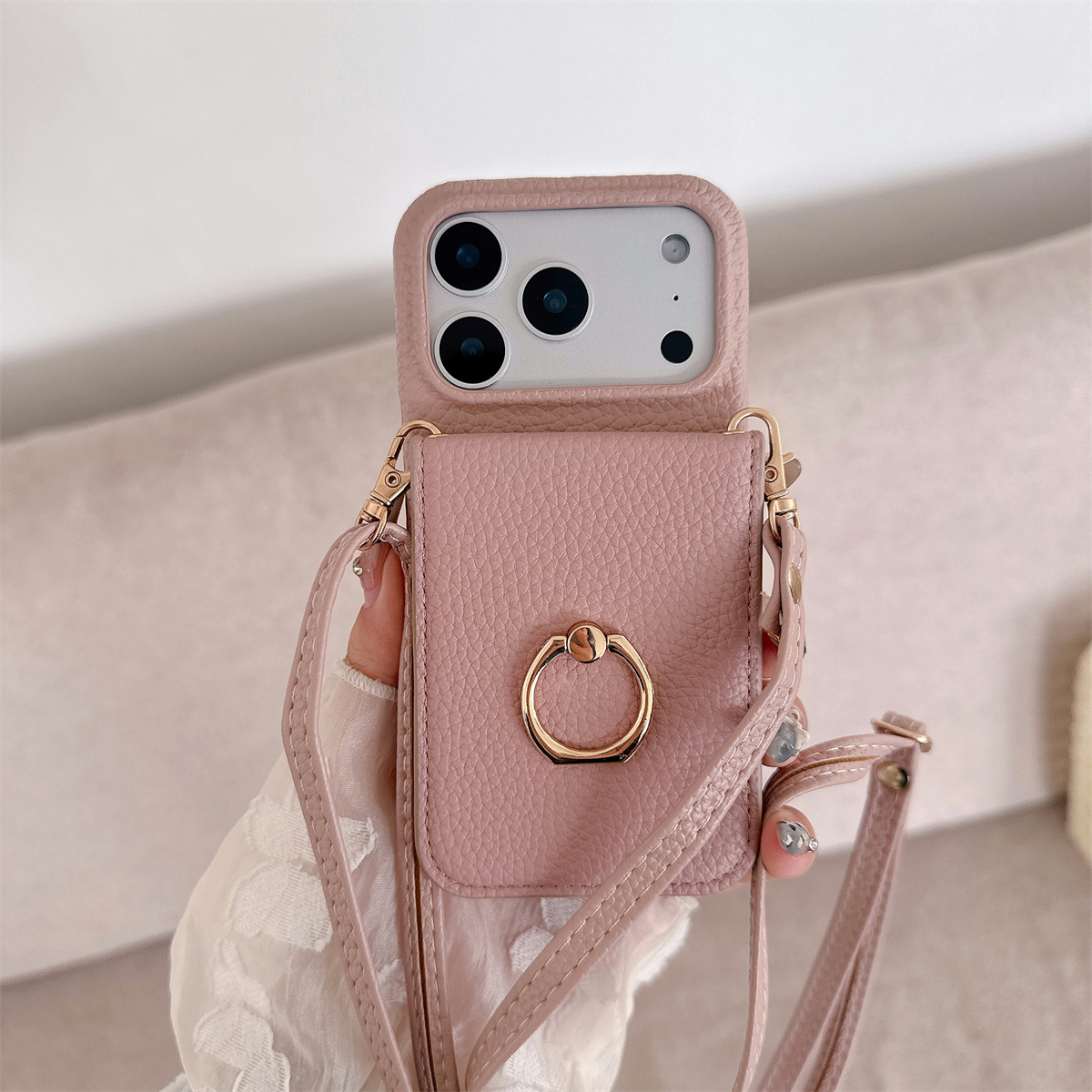 Cordão crossbody com anel titu - Leather Wallet Card Holder Phone Cover avaliação e preço