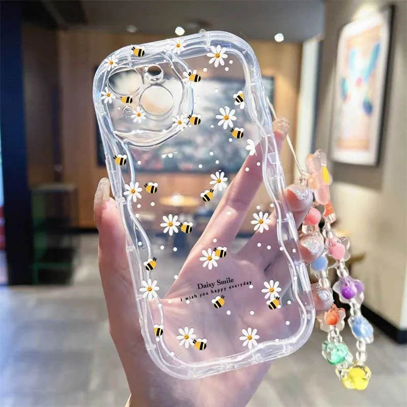Capa de pulseira com flor e ab - Cute Cartoon Wrist Strap Silicone Case avaliação e preço