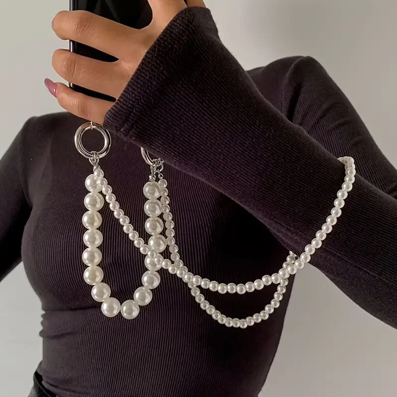 Double Pearl Woven Mobile Phon - Crossbody Lanyard Neck Strap Case avaliação e preço