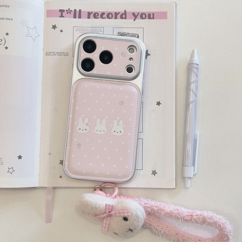 Capa de Telefone de Couro com  - Cute Cartoon Wrist Strap Silicone Case avaliação e preço